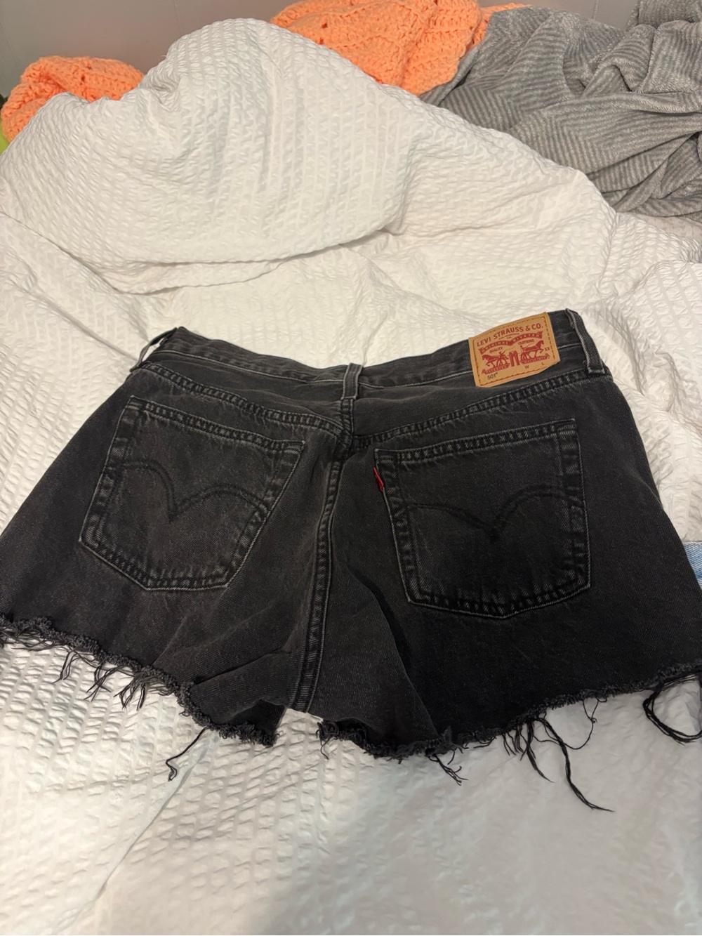 Levi's Black Distressed Denim Cutoff Shorts